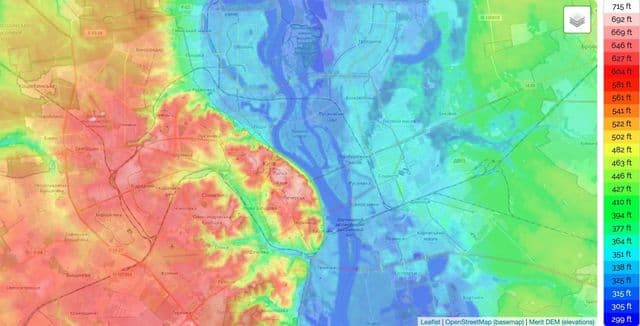 كييف خريطة الارتفاع